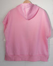Shein Half Zip Hoodie Women Large Pink Short Sleeve Kangaroo Pocket