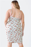 Plus Size Ruched Floral Square Neck Cami Dress