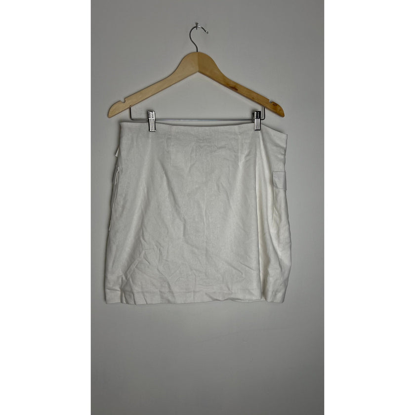 Scoop White Belted Envelope Mini Skirt Size 14