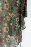 L'Amour Nanette Lepore Floral Button Down Tunic Women Medium Green Sheer
