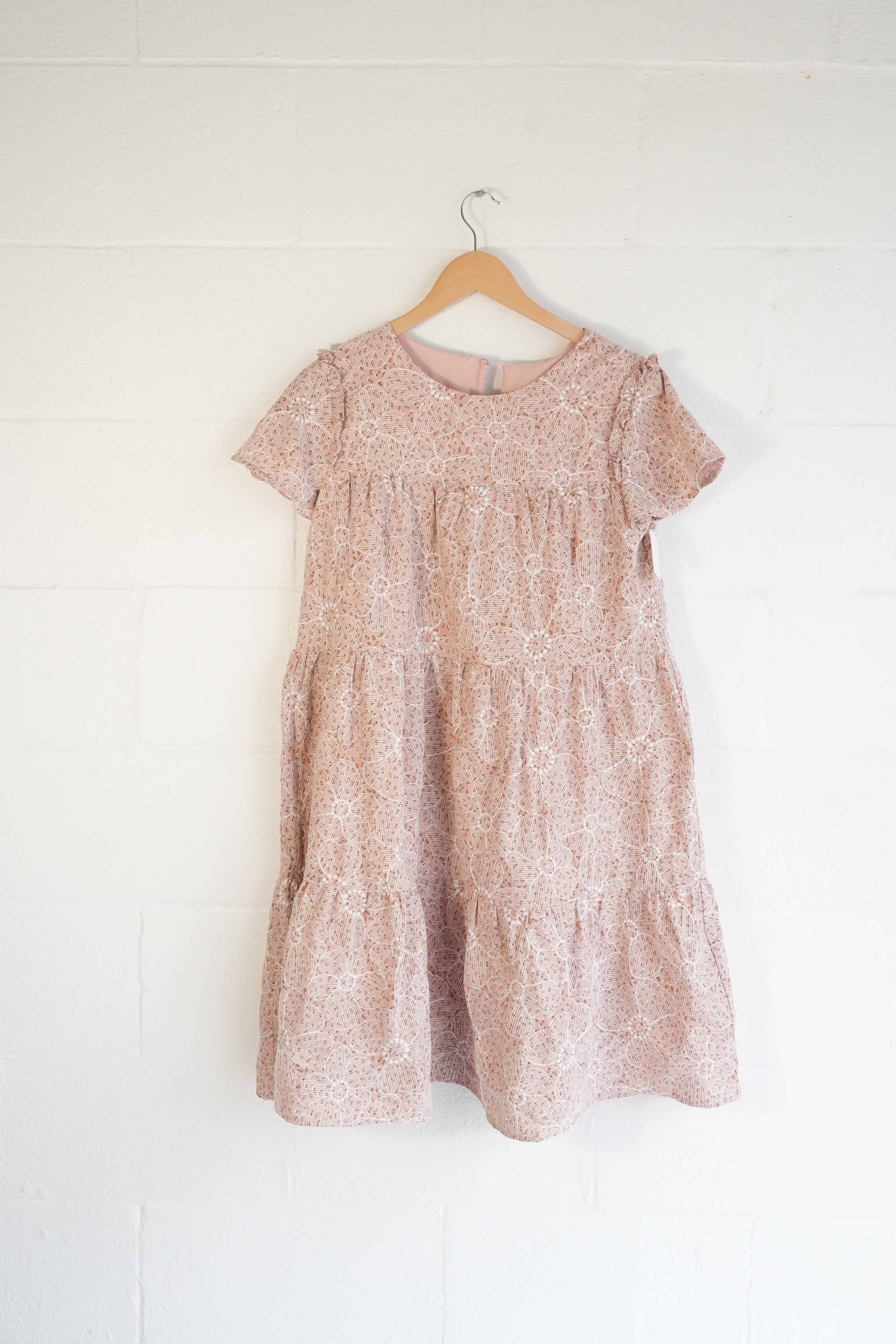 Hippington Mumford Dress Women Large Pink Floral Lace Babydoll Short Sleeve