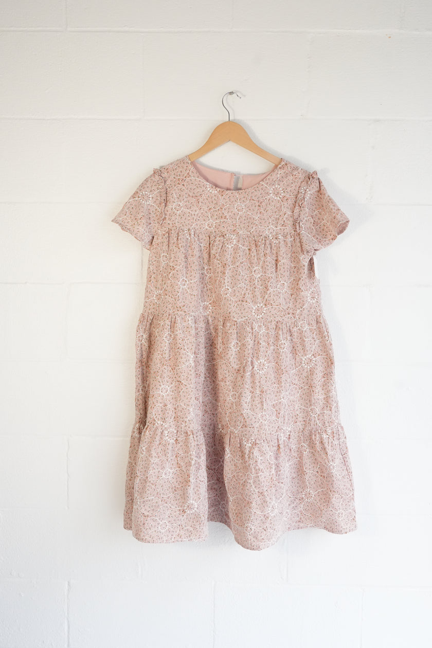 Hippington Mumford Dress Women Large Pink Floral Lace Babydoll Short Sleeve