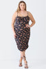 Plus Size Ruched Floral Square Neck Cami Dress