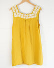 Entro Mustard Yellow Crochet Lace Trim Sleeveless Shift Dress Medium