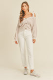 Dusty Lavender Off-Shoulder Cardigan