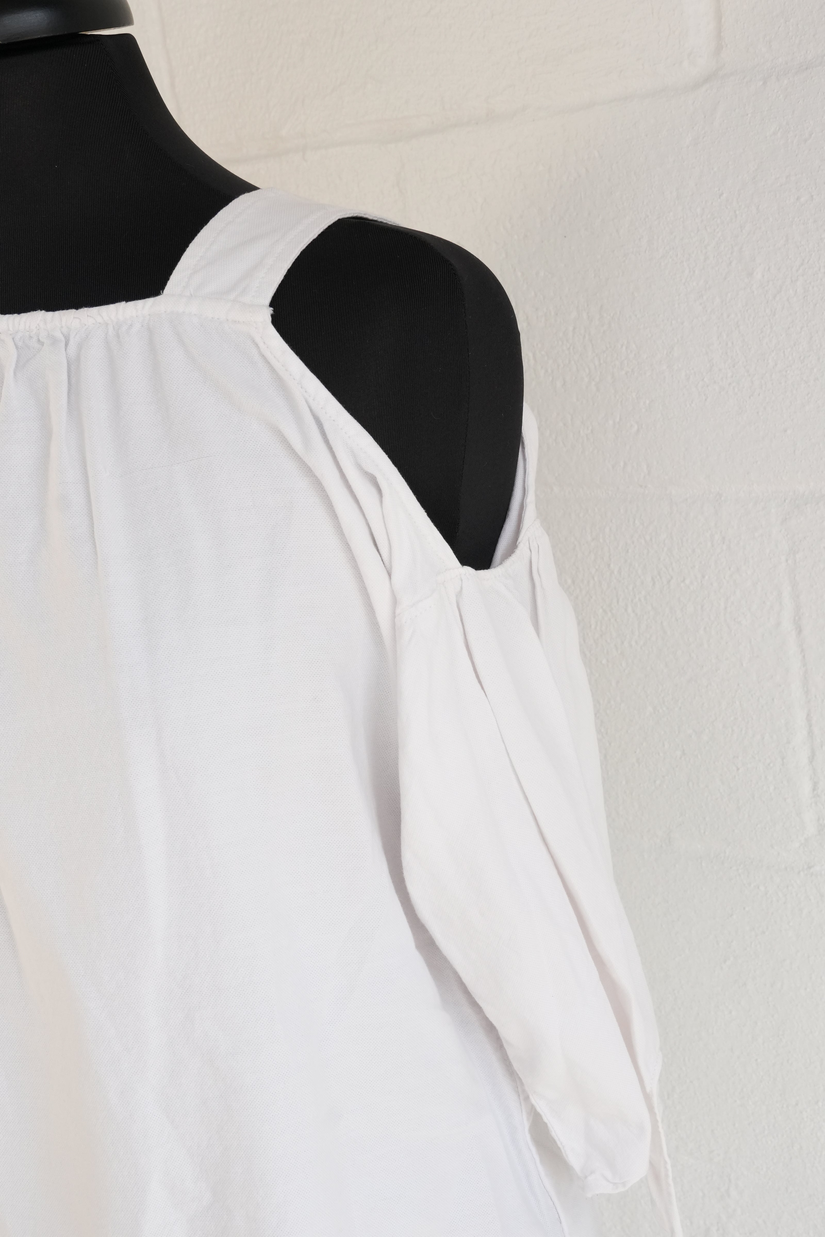 Madewell Womens XS White Cold Shoulder Tie Sleeve Blouse Square Neck Top