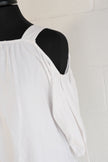 Madewell Womens XS White Cold Shoulder Tie Sleeve Blouse Square Neck Top