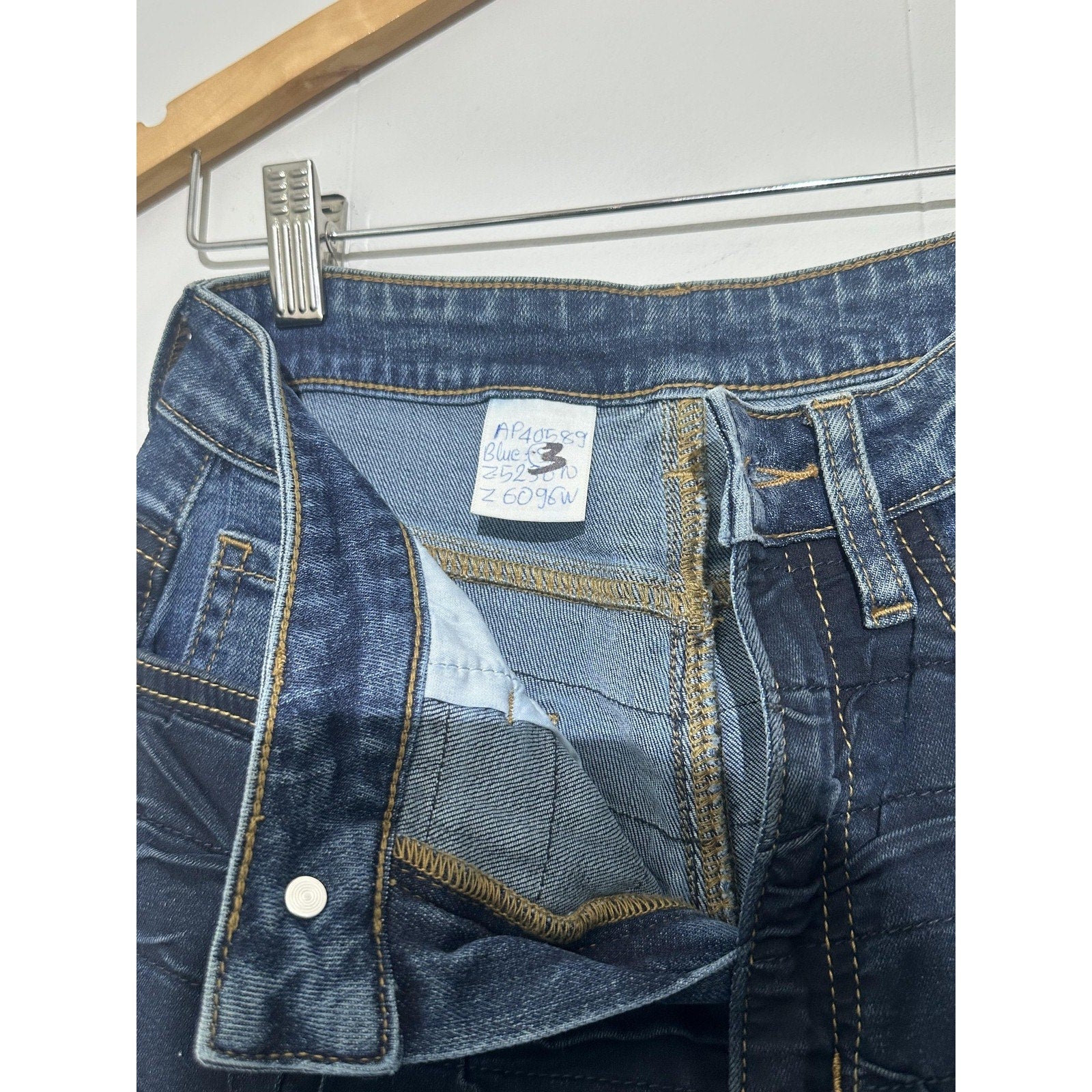 Aphrodite Jeans Womens 1(25) Blue Dark Wash High Rise Straight Leg Crinkle Denim