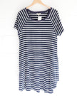 Umgee USA Womens Large Navy Blue White Striped Raglan Short Sleeve T-Shirt Dress