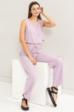 D-Linen Blended Top and Pants Set