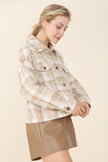 Plaid short shacket with pockets