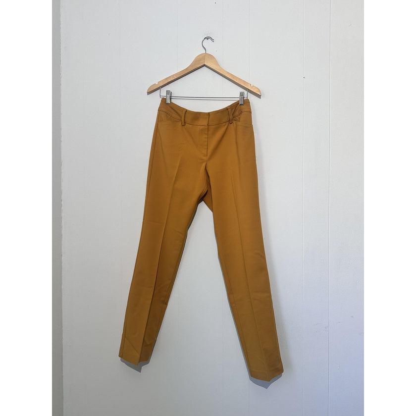 ny & co dress pants New York And Co Dress Pant Women 4 Average Beige Mini Bootcut Flat Front RN23243