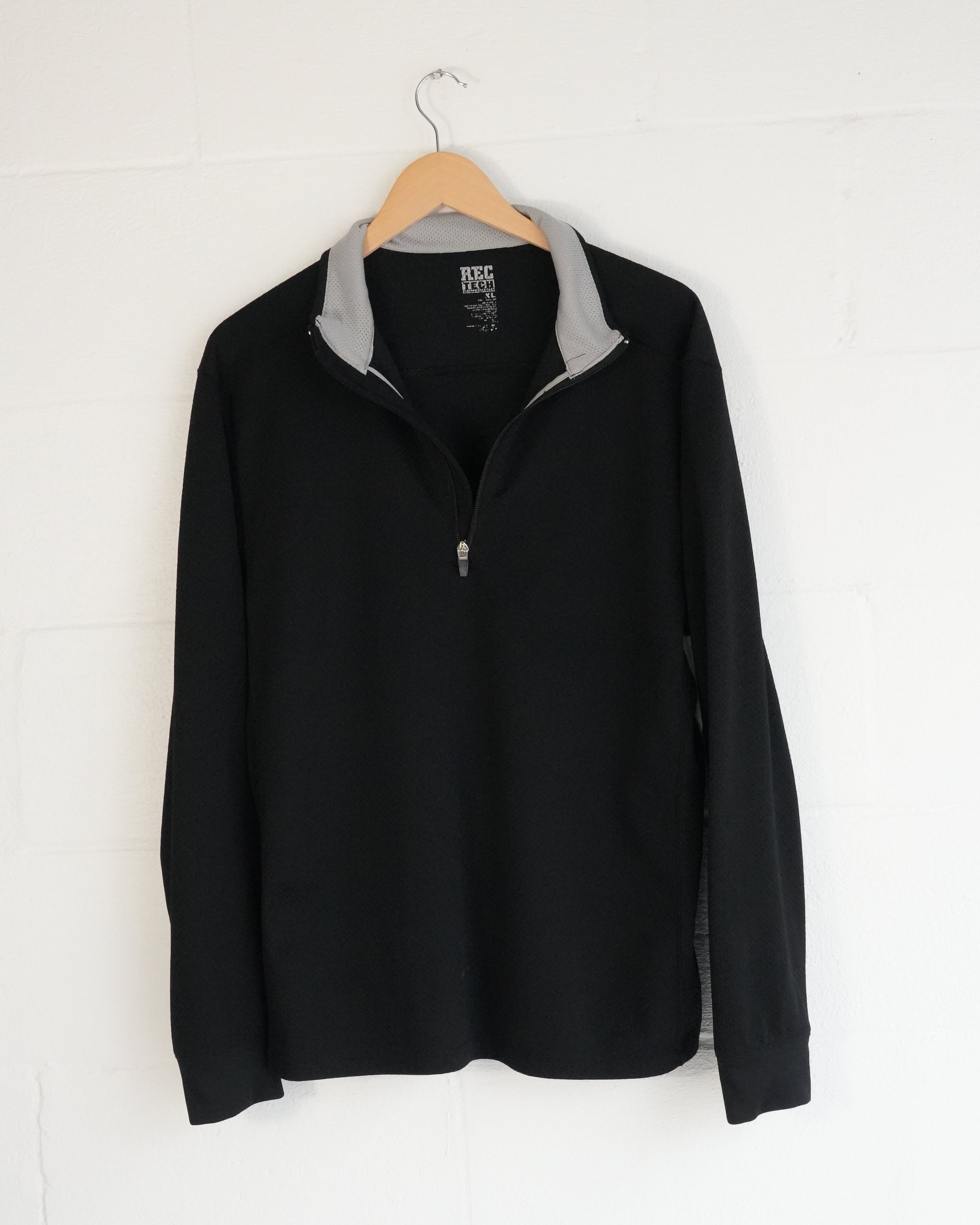 Rec Tech Pullover Men XL Black Quarter Zip Performance Long Sleeve Extra Large