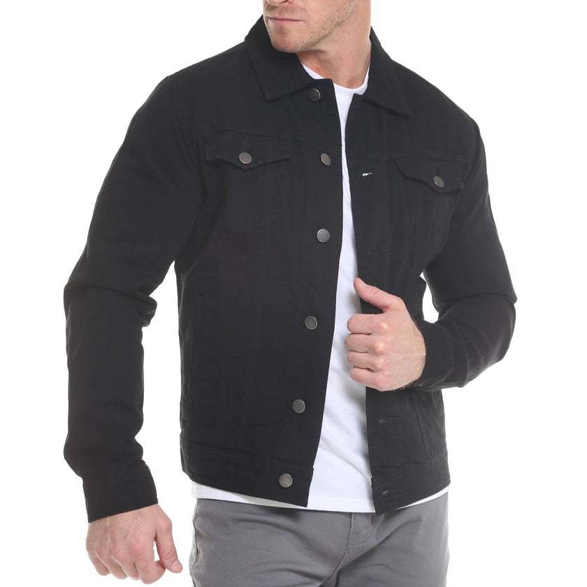 Black Men's Denim Jacket: BLACK