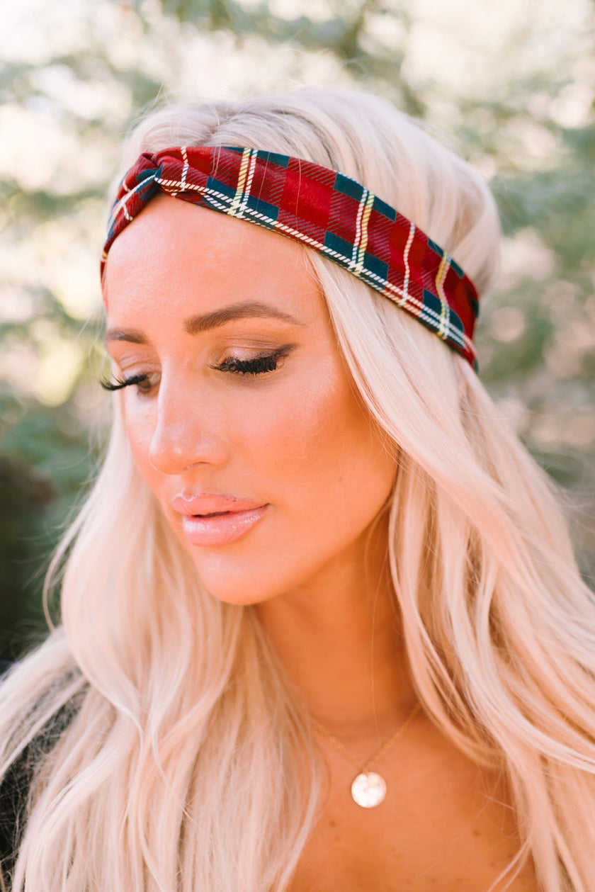 The Press Red Plaid Turban Headband