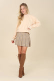 Plaid Pleated Mini Skirt with Pin-Tuck Detail