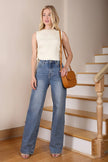 High-Waisted Relaxed Straight Denim Jeans