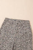 Brown Leopard Frayed Edge Wide Leg High Waist Jeans