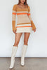 Fuzzy Knit Long Sleeved Multi Stripe Mini Dress