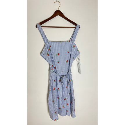 Blue and white Embroidered Cherry Dress Size X-Large