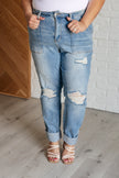 Judy Blue - Aiden High Rise Patch Pocket Distressed Boyfriend Jeans