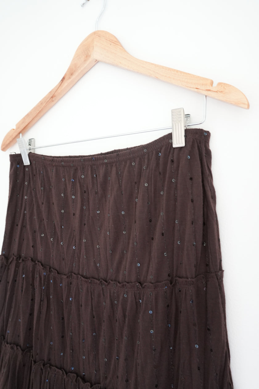 Copper Key Brown Tiered Skirt - Size Small