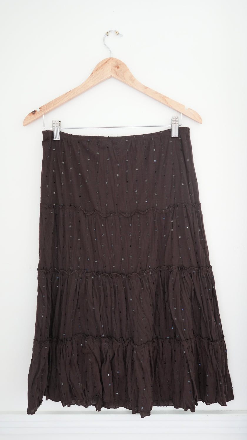 Copper Key Brown Tiered Skirt - Size Small