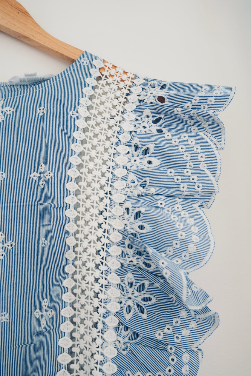 BB Dakota Blue and White Stripped Blouse - Size Medium