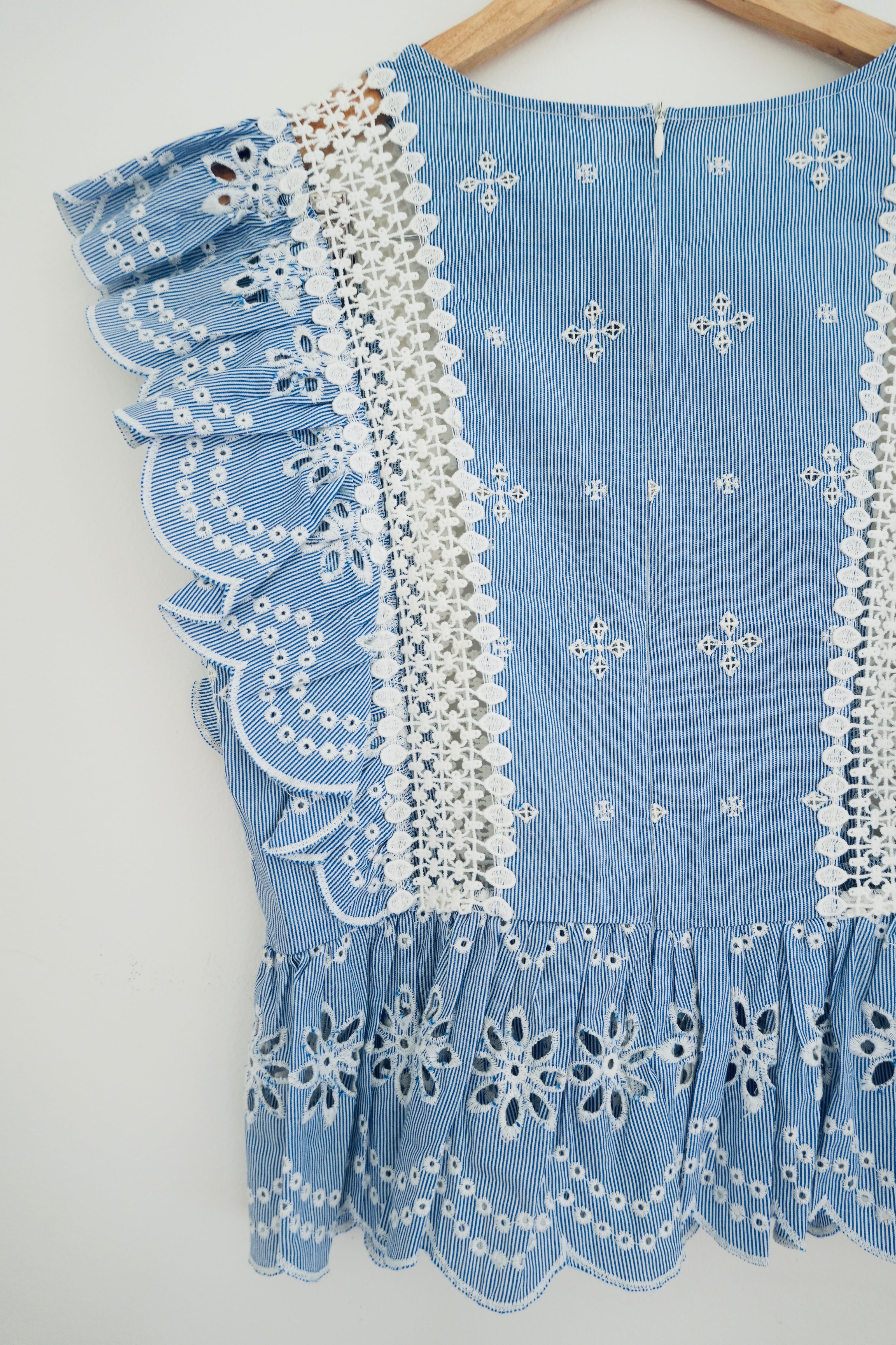 BB Dakota Blue and White Stripped Blouse - Size Medium