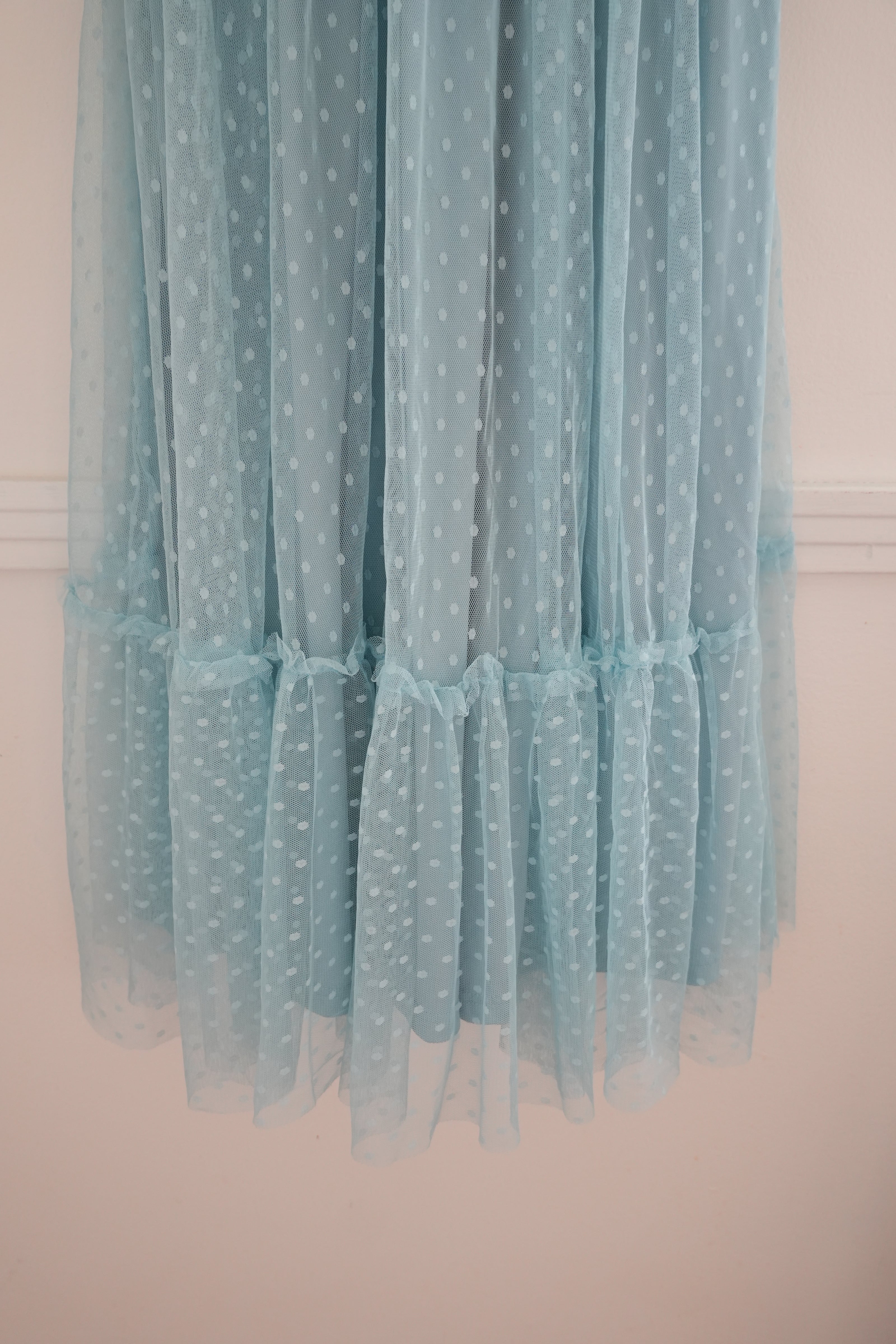 Blue Tulle Tie Shoulder Maxi - Size Medium