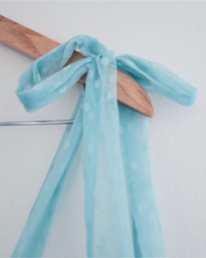 Blue Tulle Tie Shoulder Maxi - Size Medium