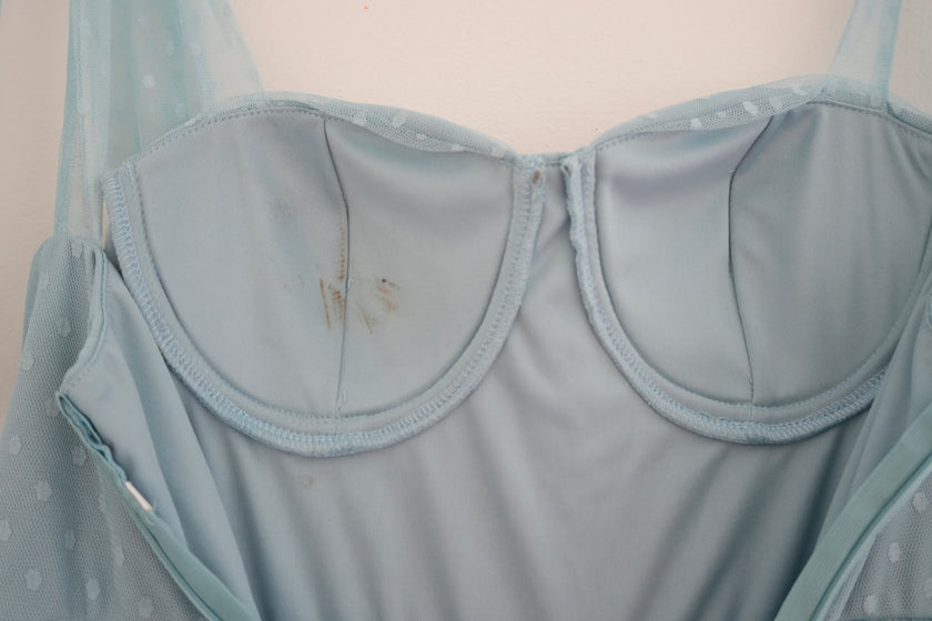 Blue Tulle Tie Shoulder Maxi - Size Medium