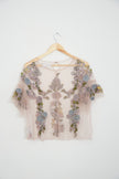 Disney Floral Embroidered Mesh Blouse Size Large
