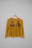Zara Trafaluc Collection Mustard Yellow Embroidered Long Sleeve Blouse Size Medium