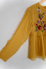 Zara Trafaluc Collection Mustard Yellow Embroidered Long Sleeve Blouse Size Medium