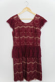 Maeve by Anthropologie Maroon Lace Peplum Dress Size Medium
