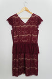 Maeve by Anthropologie Maroon Lace Peplum Dress Size Medium