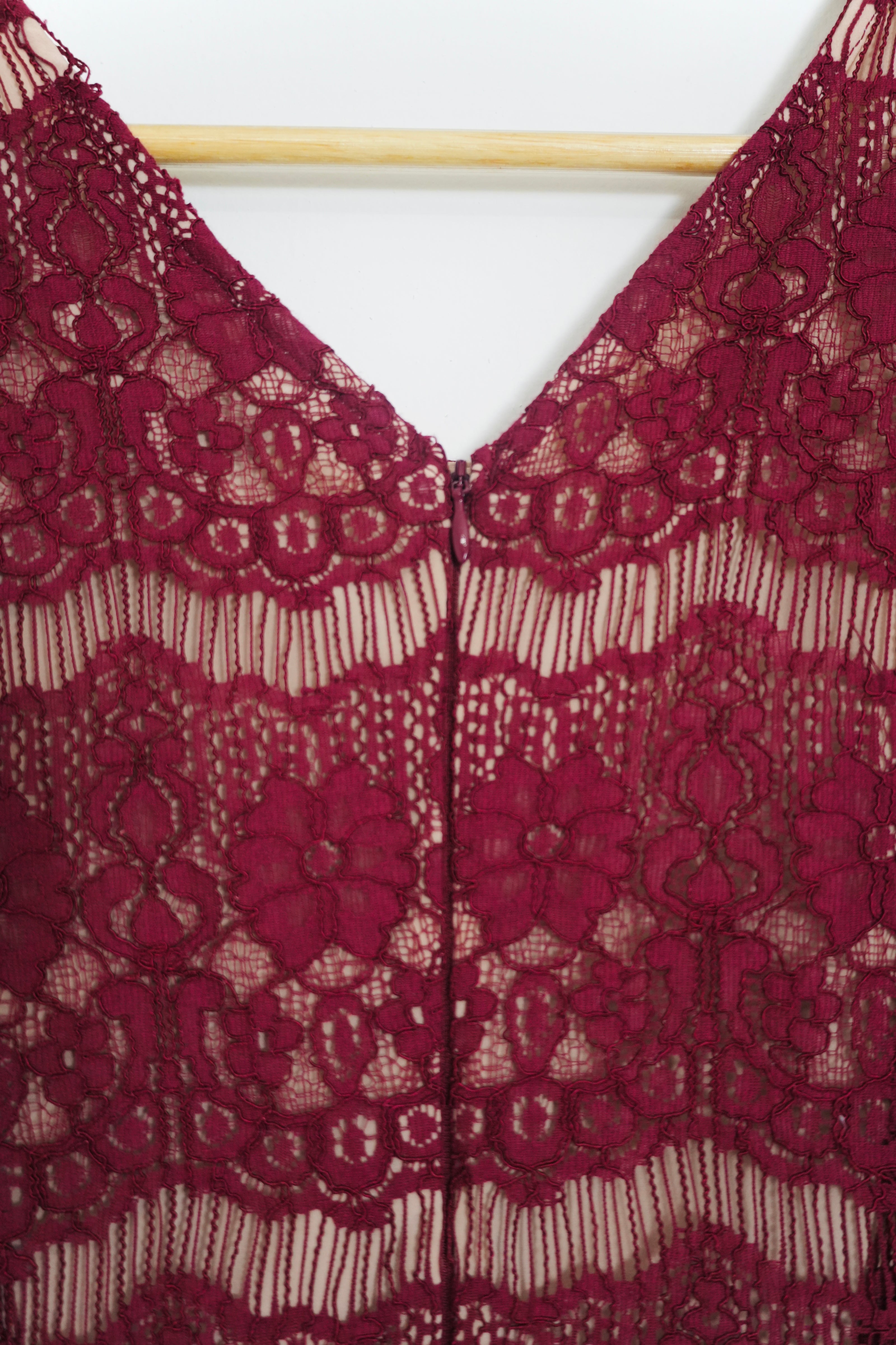 Maeve by Anthropologie Maroon Lace Peplum Dress Size Medium