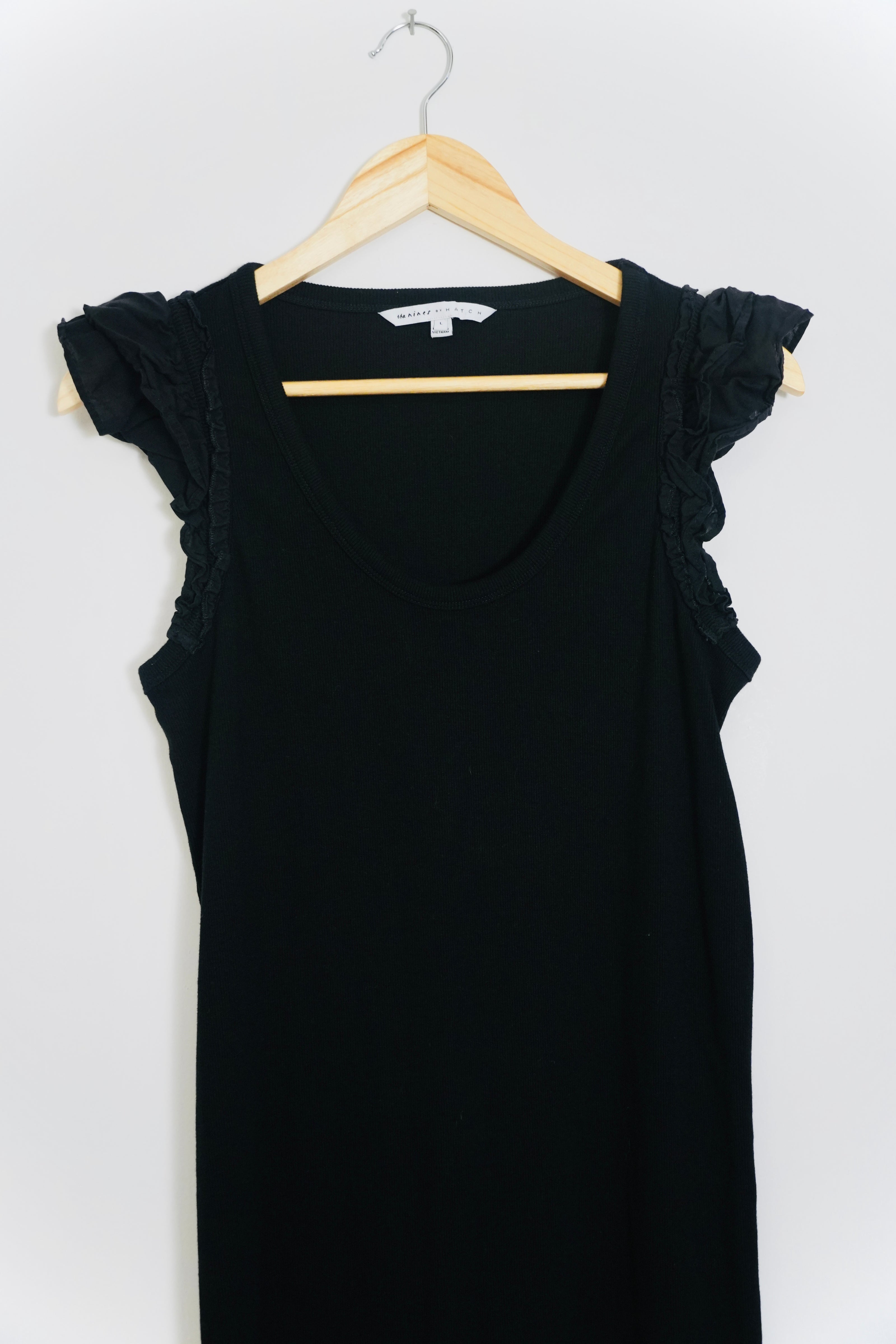 The Niners by Hatch Black Sleeveless Ribbed Dress Size Large