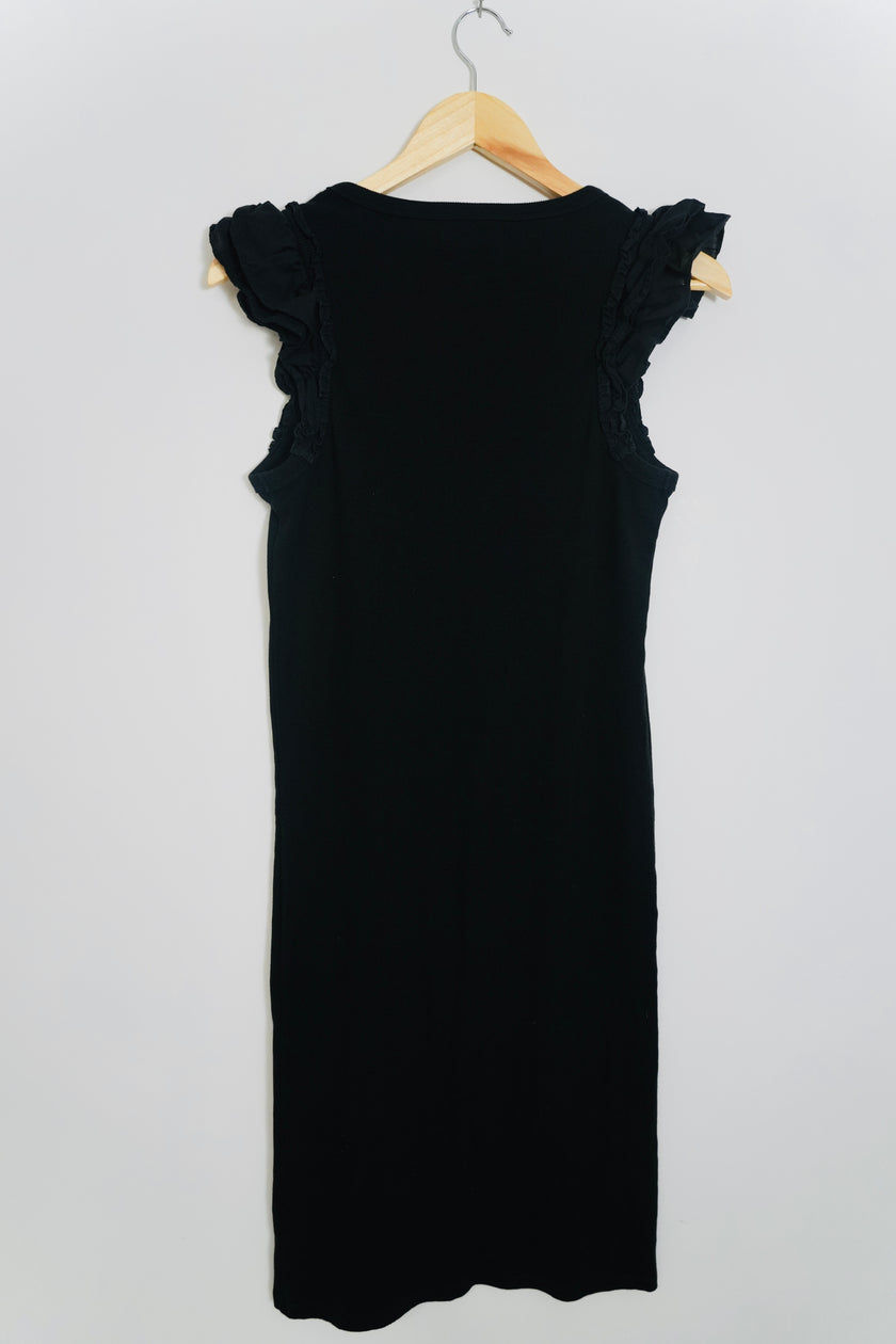 The Niners by Hatch Black Sleeveless Ribbed Dress Size Large