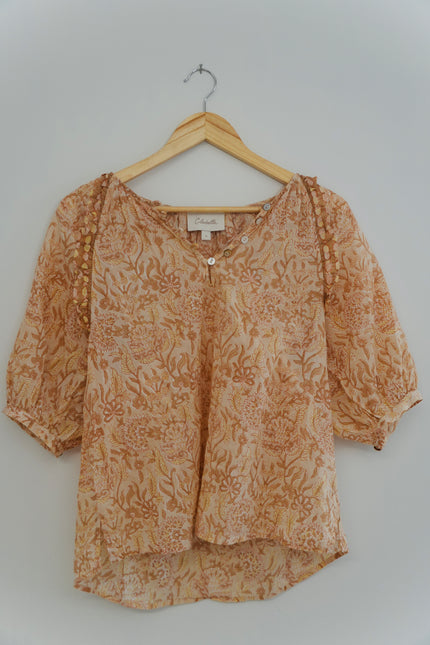 Cleobella Floral Smocked Blouse Size Small