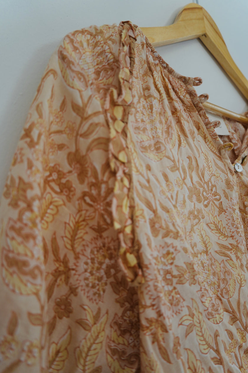 Cleobella Floral Smocked Blouse Size Small