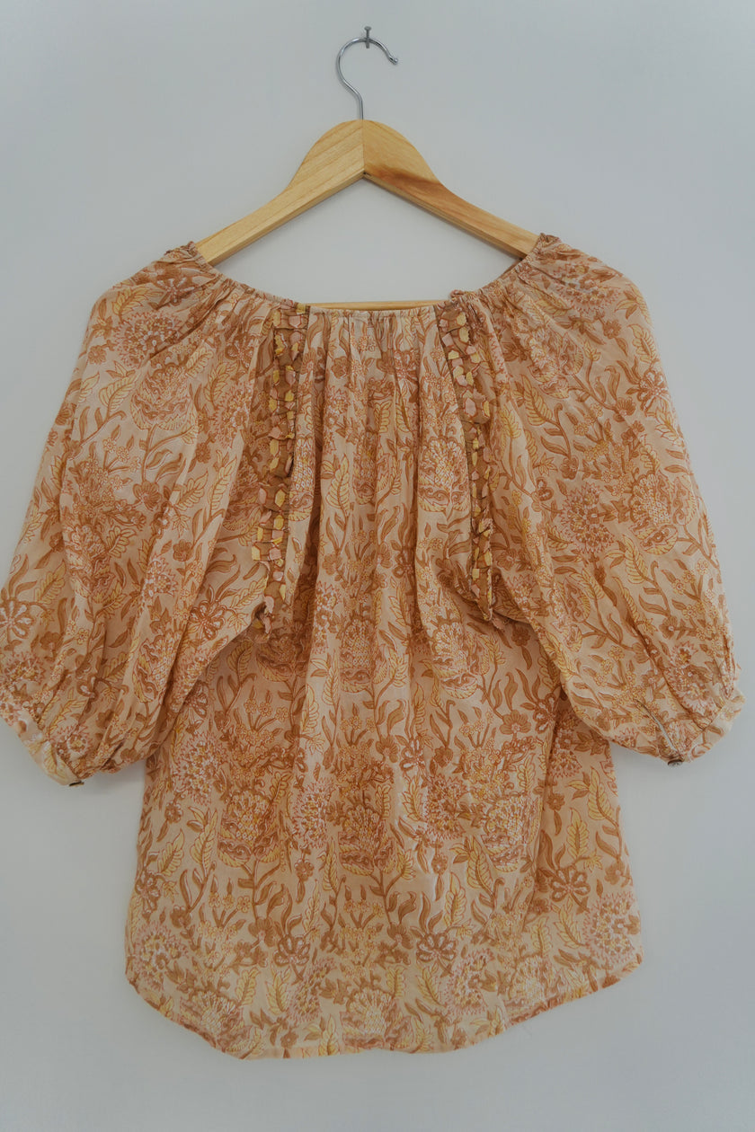 Cleobella Floral Smocked Blouse Size Small