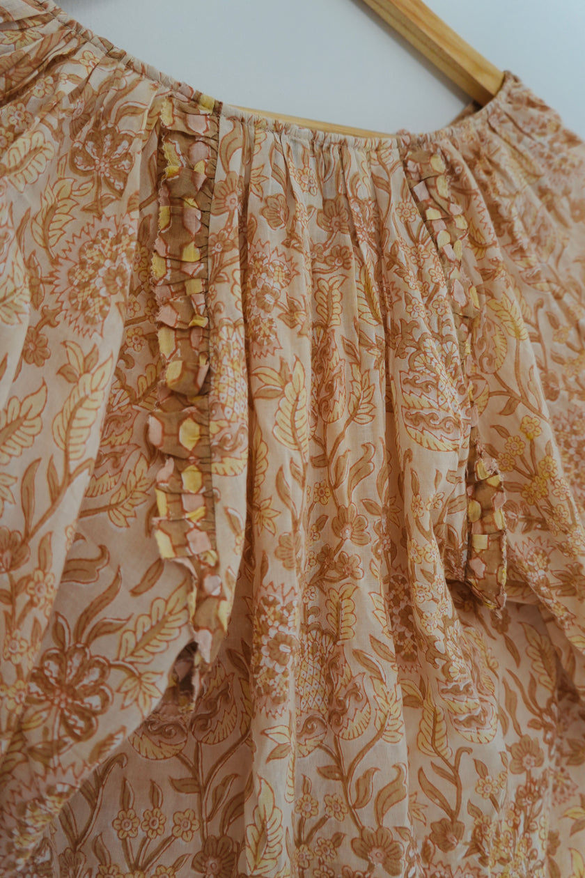 Cleobella Floral Smocked Blouse Size Small