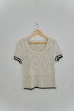 Maeve by Anthropologie Open Stitch Cream Sweater Top Size Large