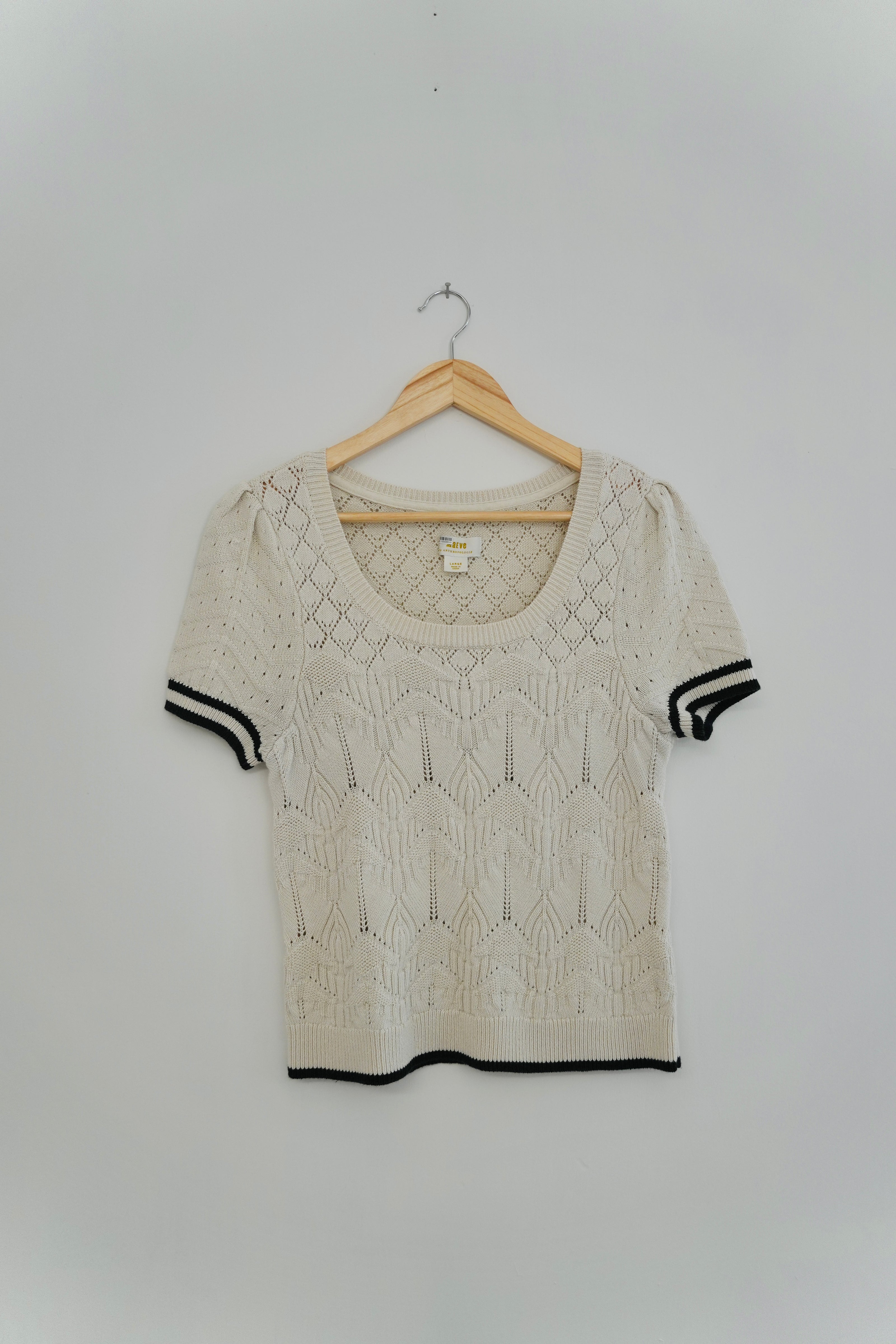 Maeve by Anthropologie Open Stitch Cream Sweater Top Size Large