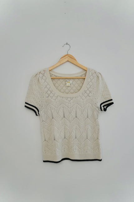 Maeve by Anthropologie Open Stitch Cream Sweater Top Size Large