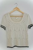Maeve by Anthropologie Open Stitch Cream Sweater Top Size Large