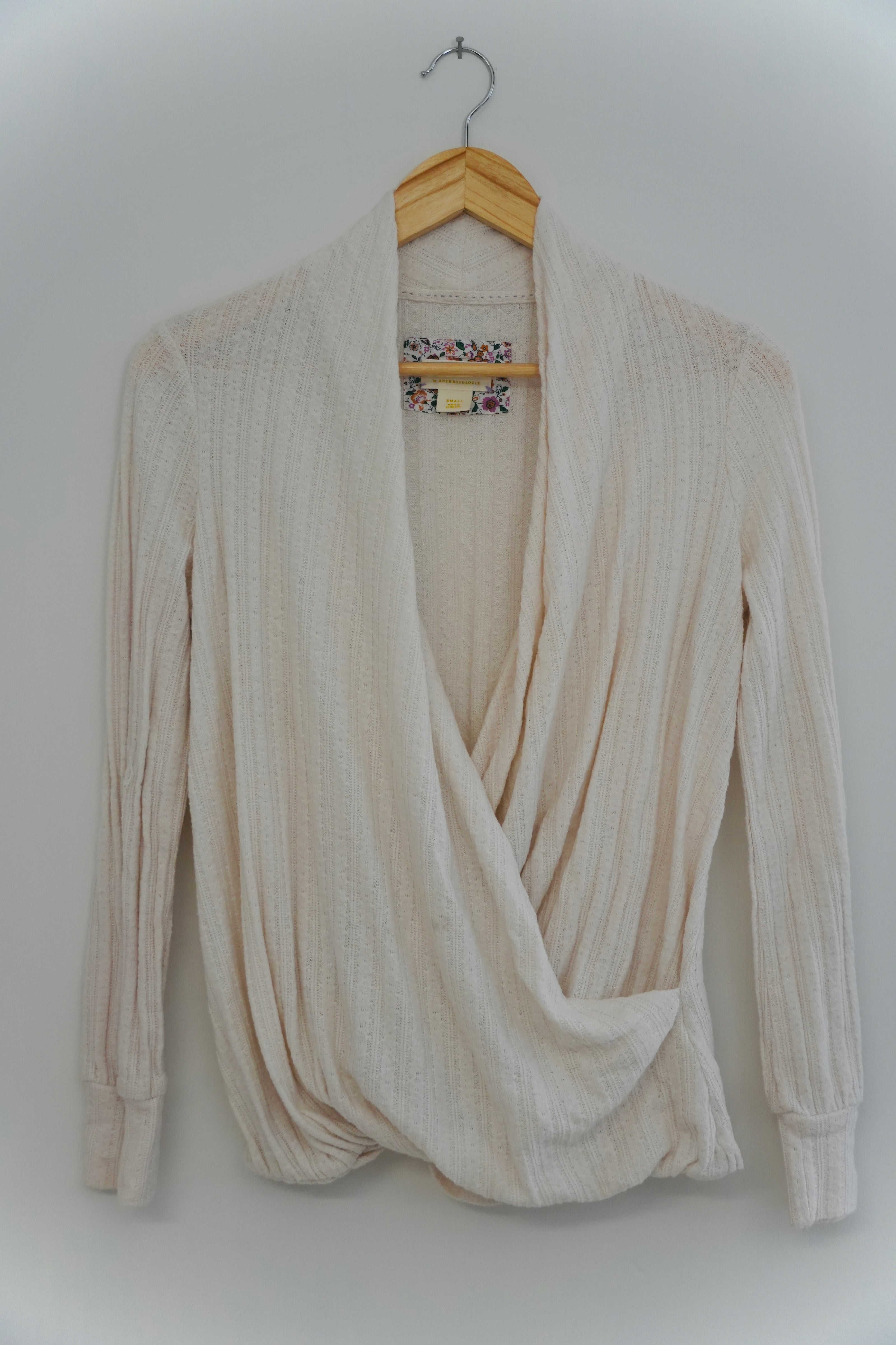 Maeve by Anthropologie Ivory Surplice Sweater Size Small
