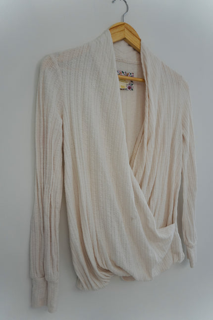 Maeve by Anthropologie Ivory Surplice Sweater Size Small